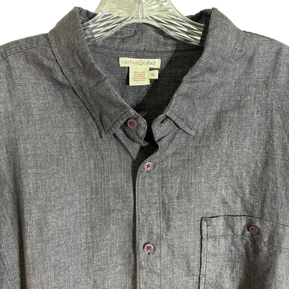 Carbon2Cobalt Grey 100% Linen Longsleeve Button-up Shirt - Picture 3 of 7